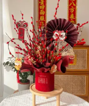 Lion Dance Hand Puppet - String & Rod Marionette For Chinese New Year, Black & White Design