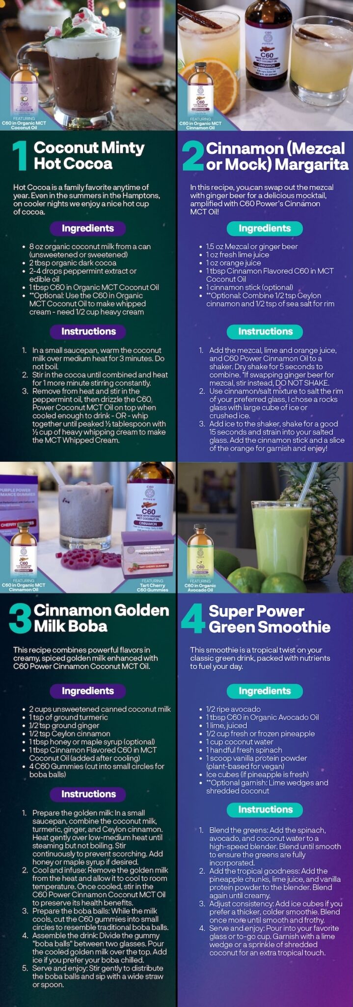 Coconut Mint Hot Cocoa Recipe and Cinnamon Margarita Recipe