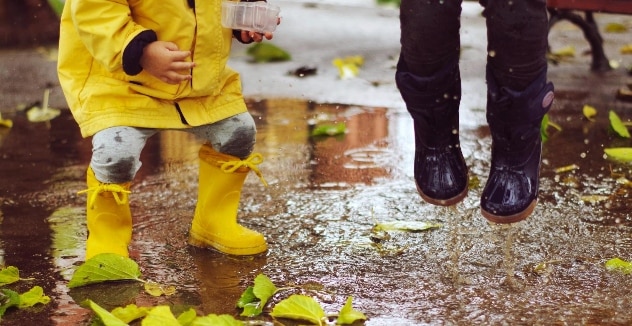 rain boots in puddle