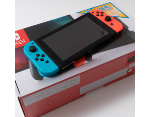 Nintendo Switch with Neon Blue and Neon Red Joy-Con