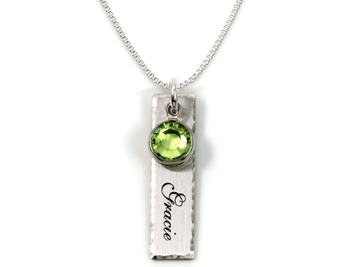 AJ’s Collection Single Edge-Hammered Personalized Charm Necklace