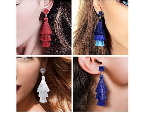Senchase Colorful Layered Tassel Earrings