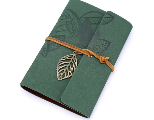 Vintage Dark Green PU Leather Cover Loose Leaf Blank Notebook by EvZ