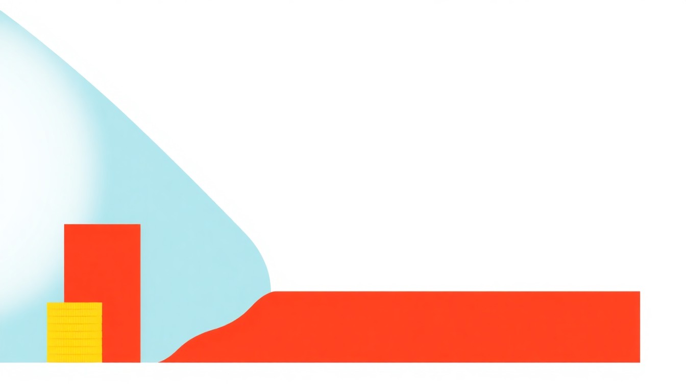 A minimalist composition of overlapping triangles and circles in shades of blue, red, and yellow, conceptually representing the economic challenges faced by Gen Z and Millennials.