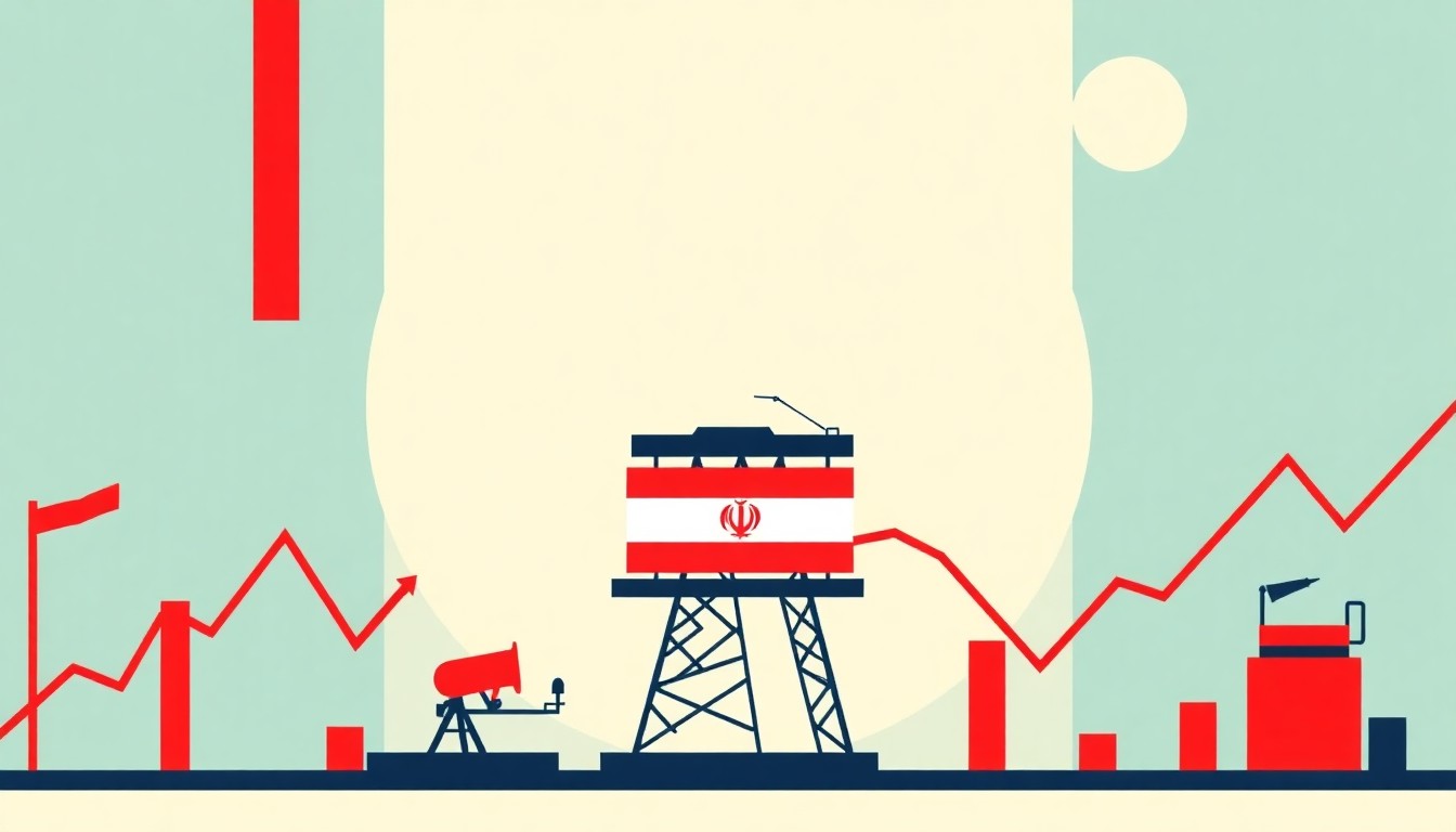 A dynamic abstract composition of overlapping triangles and circles in shades of blue, red, and yellow, conceptually representing the turbulent financial markets impacted by the ongoing war.