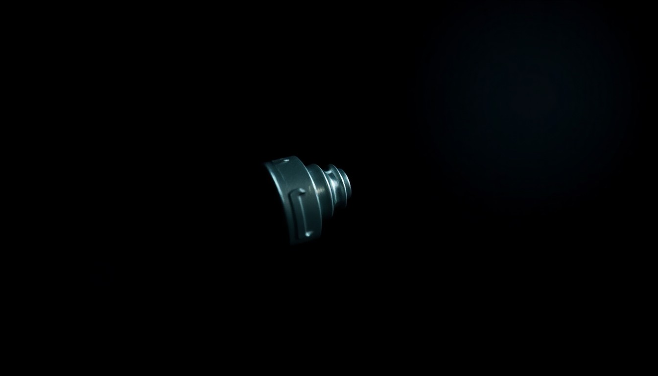 An extreme close-up photograph of a metal medical device component, such as a screw or joint implant, dramatically lit by a harsh camera flash against a pitch-black background, creating a stark, gritty aesthetic that reflects the serious nature of the data breach incident.