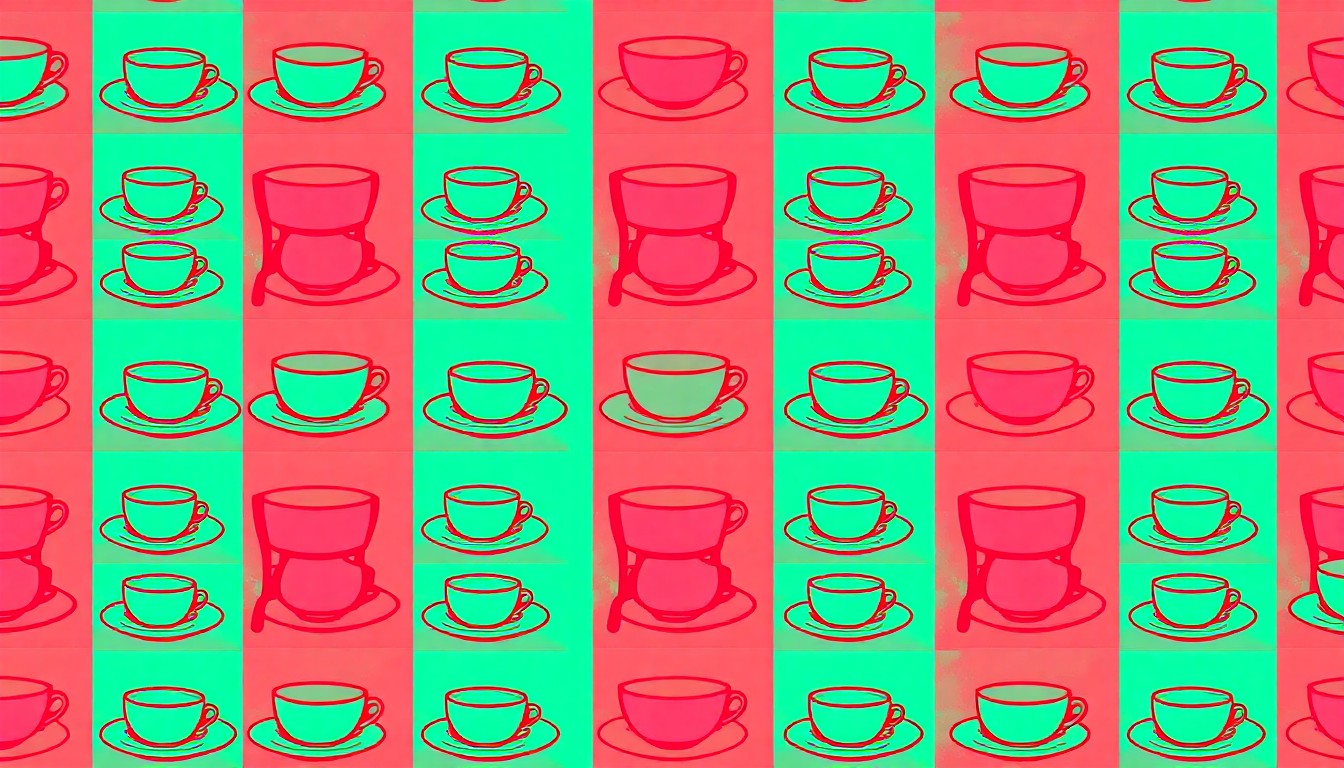 A brightly colored, high-contrast silkscreen print of a single, iconic restaurant object repeated in a tight grid pattern, capturing the energy and creativity of the St. Louis dining landscape.