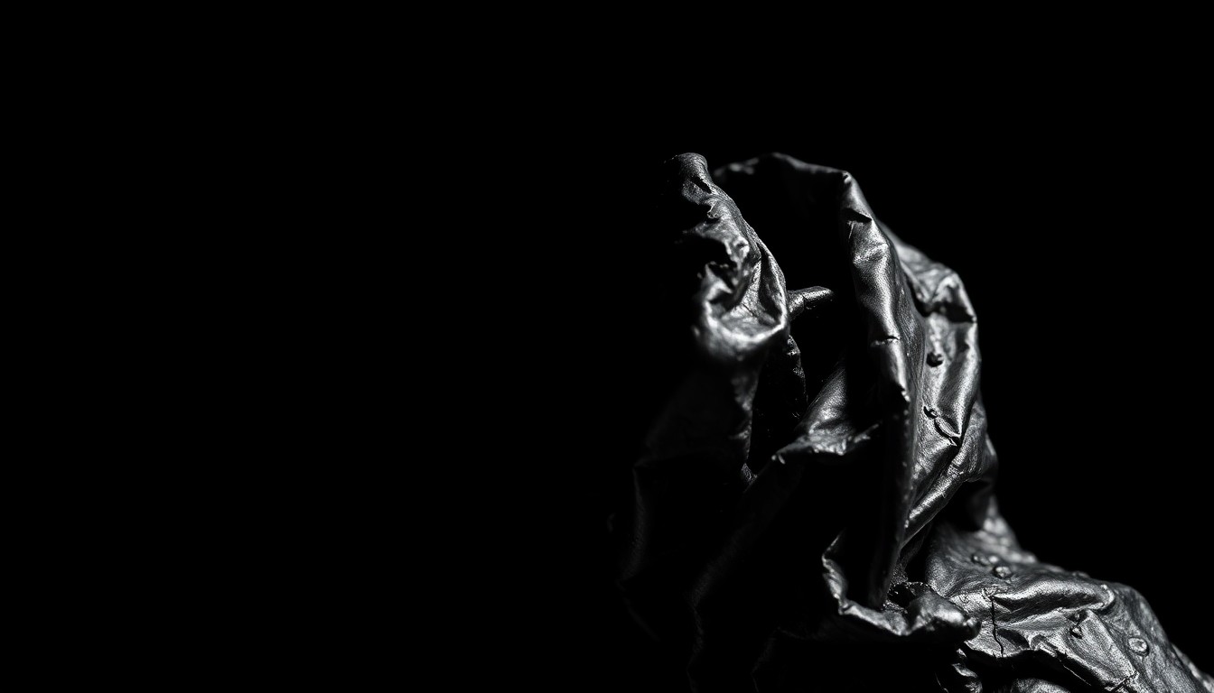 An extreme close-up photograph of a twisted, crumpled metal object against a pitch-black background, conceptually representing the aftermath of a violent domestic incident.