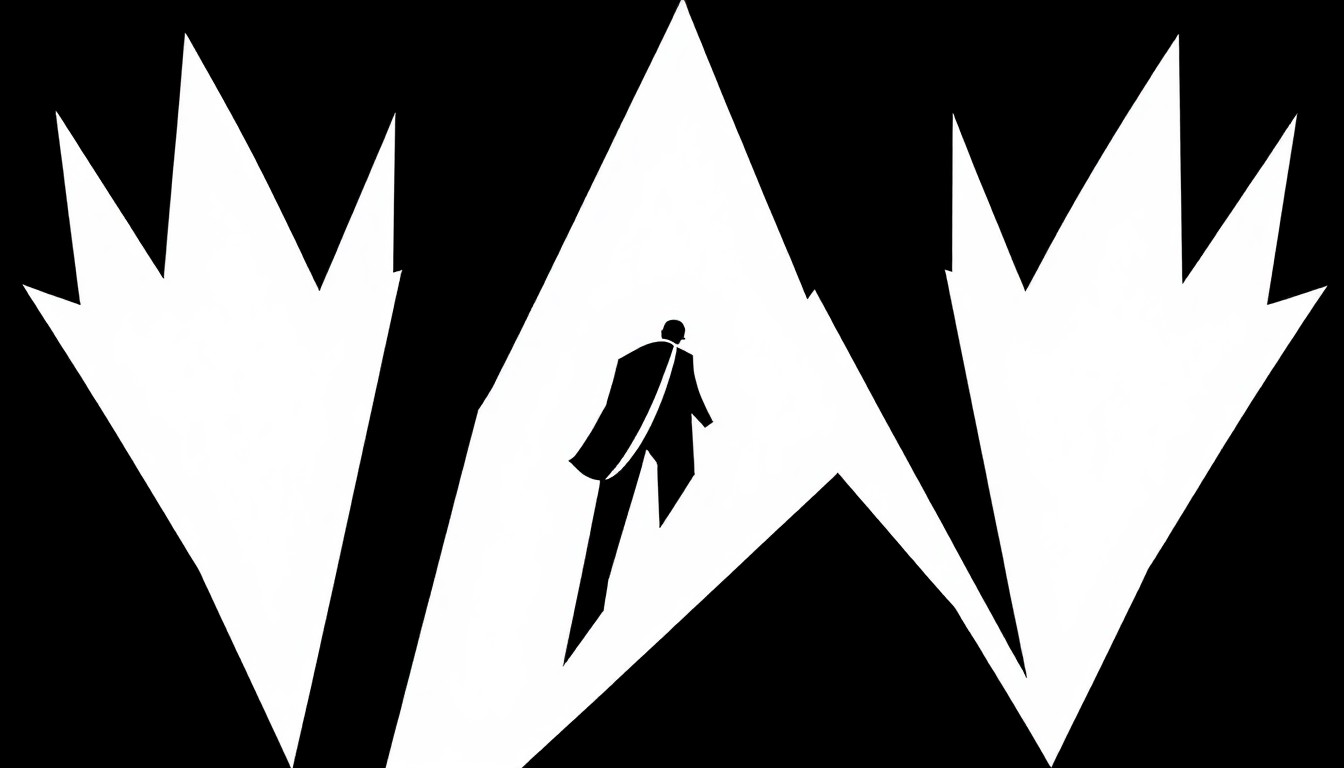 An abstract composition of sharp, angular black shapes against a stark white background, conceptually representing the high-stakes challenges of the audition process for actors.