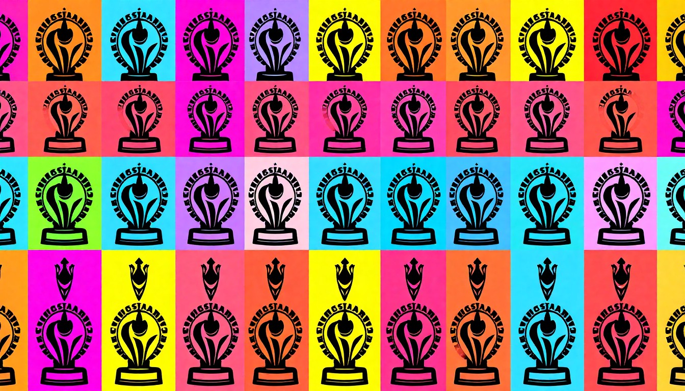 A bold, colorful silkscreen-style illustration featuring a stylized image of the MOSAIC Awards trophy or logo repeated in a grid pattern, capturing the vibrant energy and creative spirit of the event.