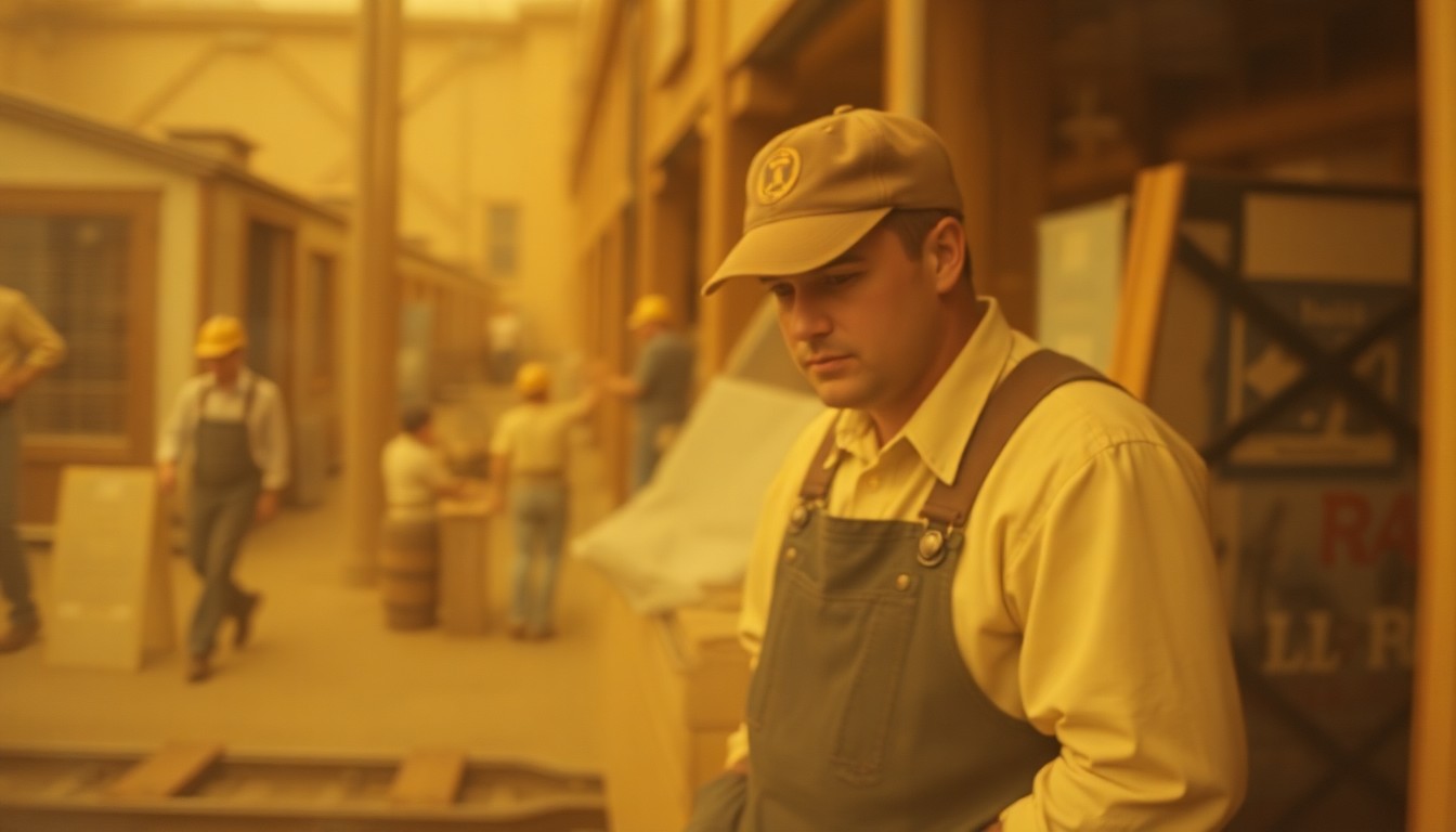An extremely abstracted, out-of-focus photograph depicting a blurred, warm-toned scene of a railroad worker's tools and uniform, with muted colors and soft, hazy edges, conveying a sense of nostalgia and the quiet dignity of blue-collar labor.
