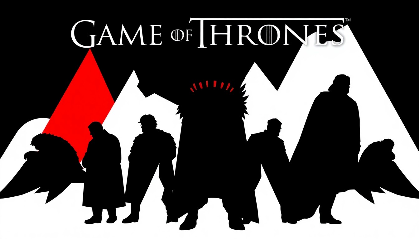 An abstract, minimalist illustration featuring sharp, jagged geometric shapes in bold red and black, conceptually representing the 'Game of Thrones' franchise and the idea of casting speculation.
