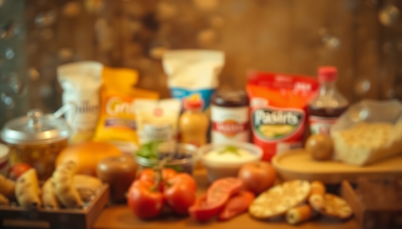 An abstract, impressionistic photograph showing blurred shapes and colors representing various Passover food items, conveying a sense of uncertainty and unease surrounding the kashrus issues at hand.