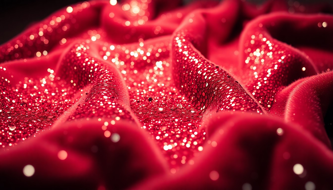 An extreme close-up of glittering sequins and plush velvet textures, conceptually representing the glamour and nostalgia of a beloved TV sitcom reunion.