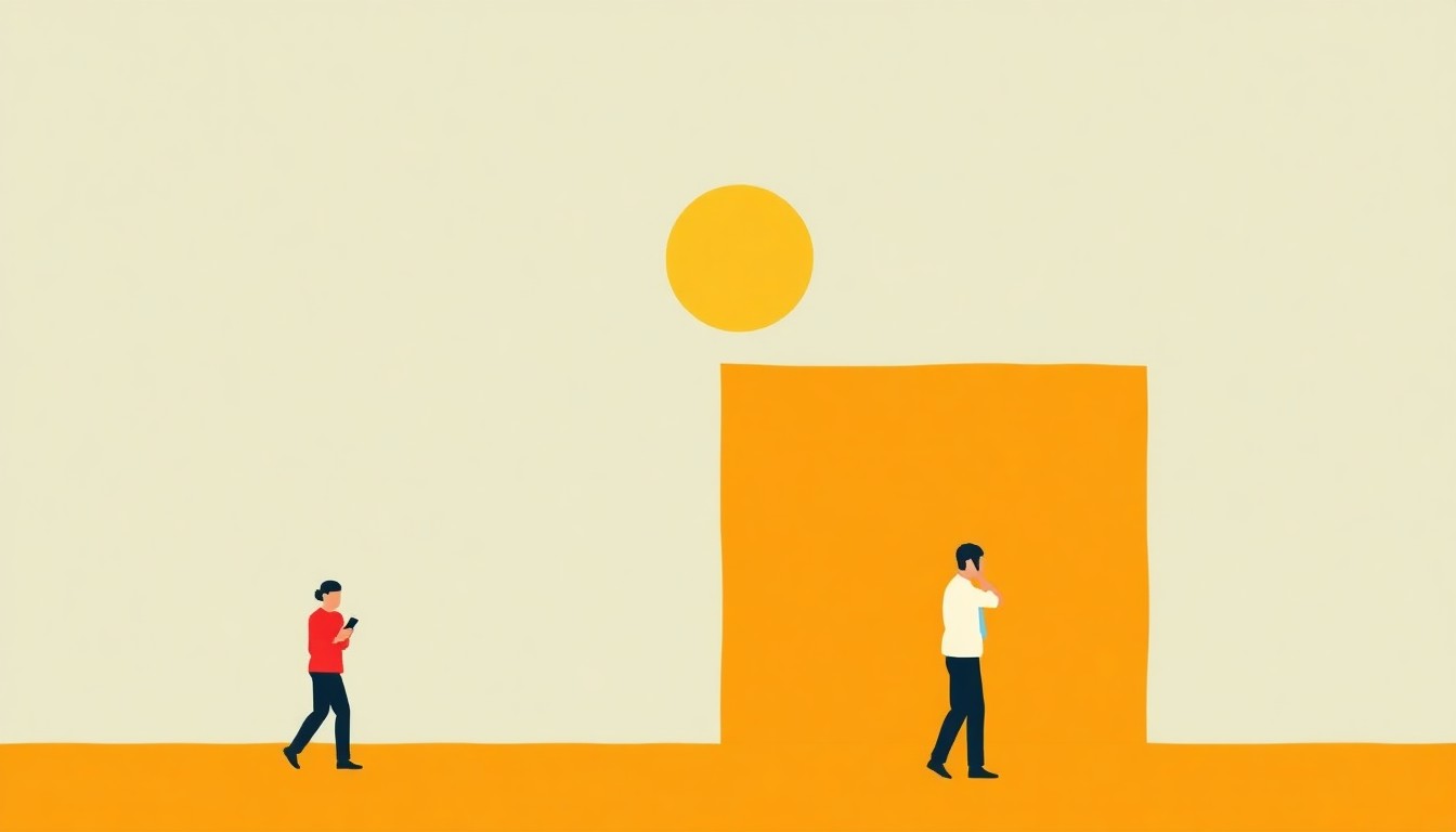 An abstract composition of overlapping triangles and rectangles in shades of blue, gray, and yellow, conceptually representing the complex economic realities facing many workers despite low unemployment rates.