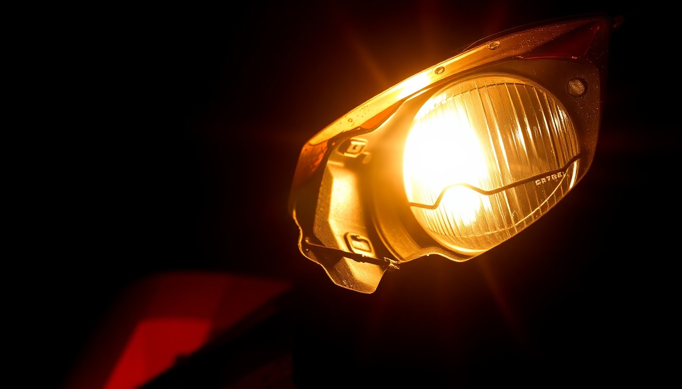 An extreme close-up photograph of a twisted metal ATV frame part, reflecting the harsh lighting and dramatic shadows to convey the serious, investigative nature of the tragic incident.