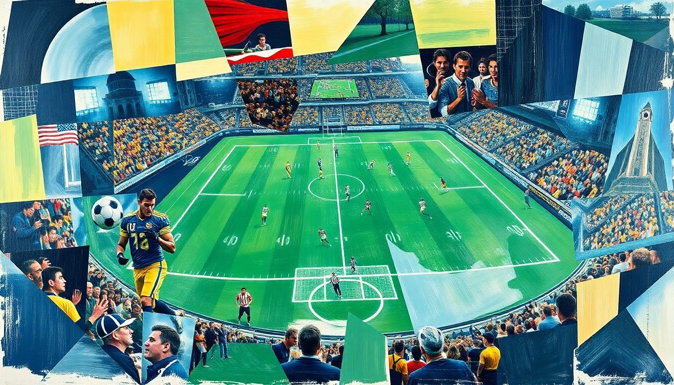 A cubist, geometric painting depicting a fragmented, multi-angled view of a football player in motion, conceptually representing the complex personnel decisions facing the Rams organization.