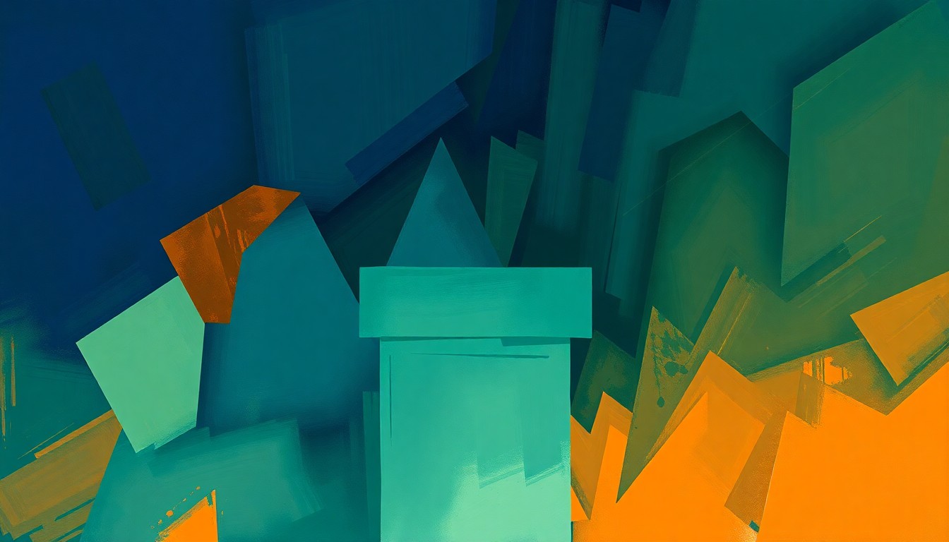 A vibrant, abstract painting of a fractured political symbol in shades of blue, green, and orange, conveying the dynamic and contested nature of the congressional primary race.