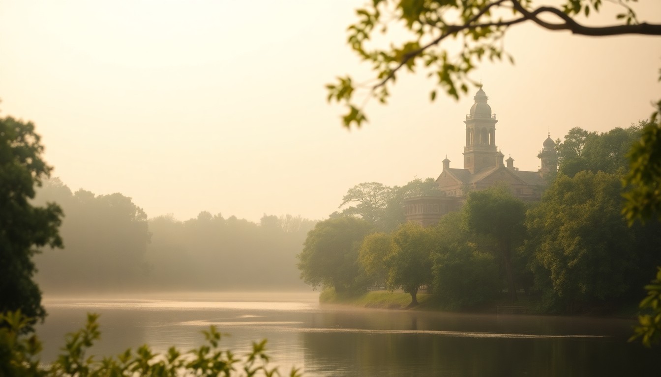 An impressionistic, out-of-focus landscape scene in soft, warm tones, conceptually representing the natural scenery and outdoor activities found in Louisiana's state parks.