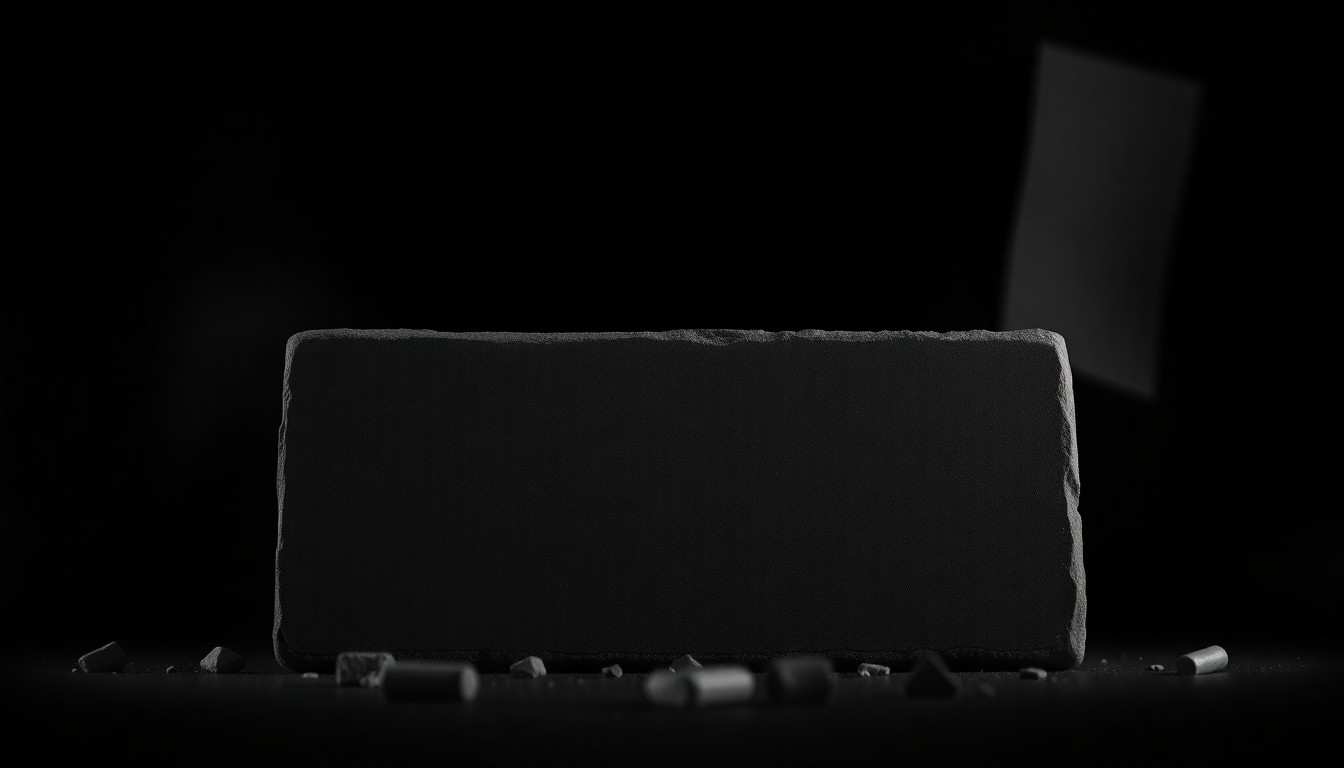 An extreme close-up photograph of a concrete block or other piece of physical evidence from the protest, capturing the rough texture and dramatic lighting to convey a sense of the gritty, investigative nature of the incident.
