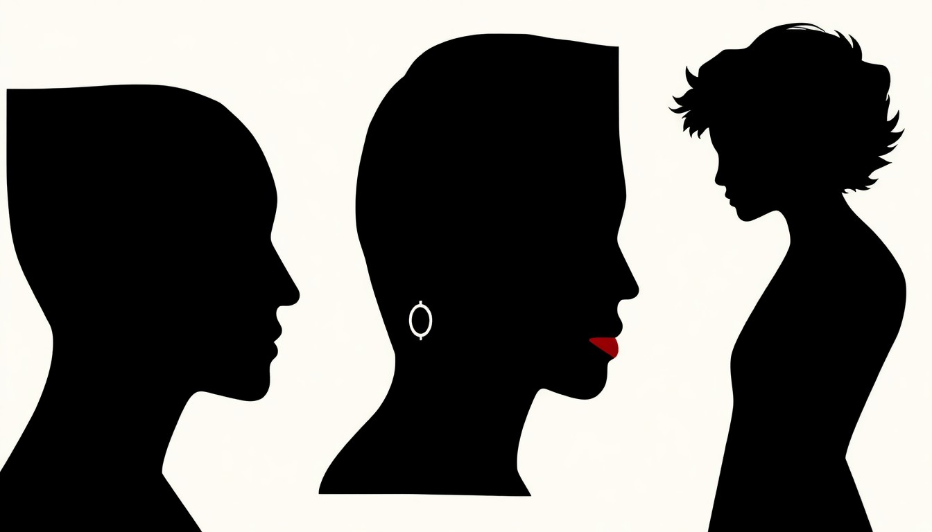 A bold, abstract composition of jagged geometric shapes and stark black silhouettes in high-contrast red and white, conceptually representing the themes of identity and emotion explored in Natalie Smith's art exhibition.