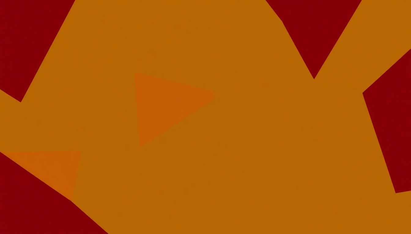 An abstract illustration composed of stark, angular shapes in deep red, orange, and green hues, conveying the rich, diverse flavors of Southern cuisine.