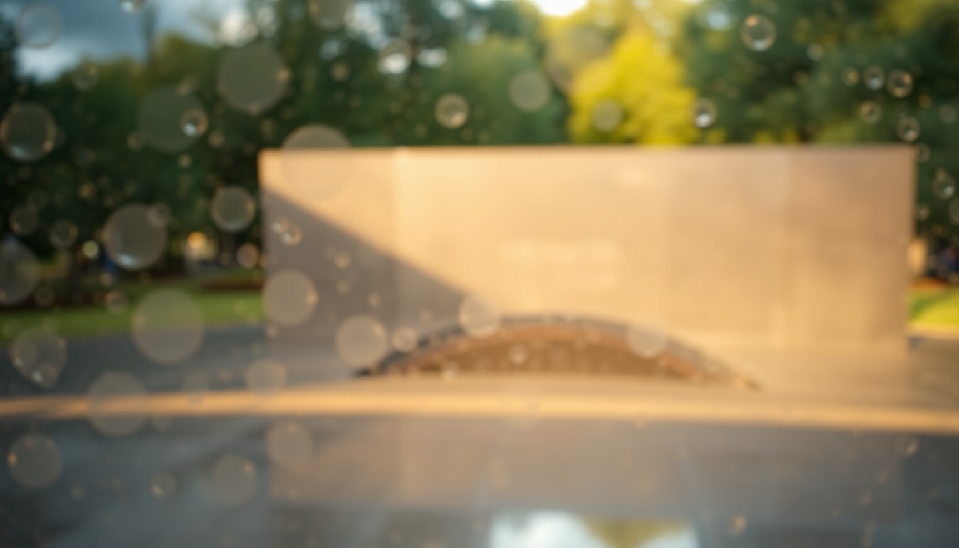 An abstract, impressionistic scene of the new Vietnam veterans memorial in Atlanta, with soft, blurred brushstrokes of warm earth tones and diffused natural light, conveying a sense of contemplation and reverence.