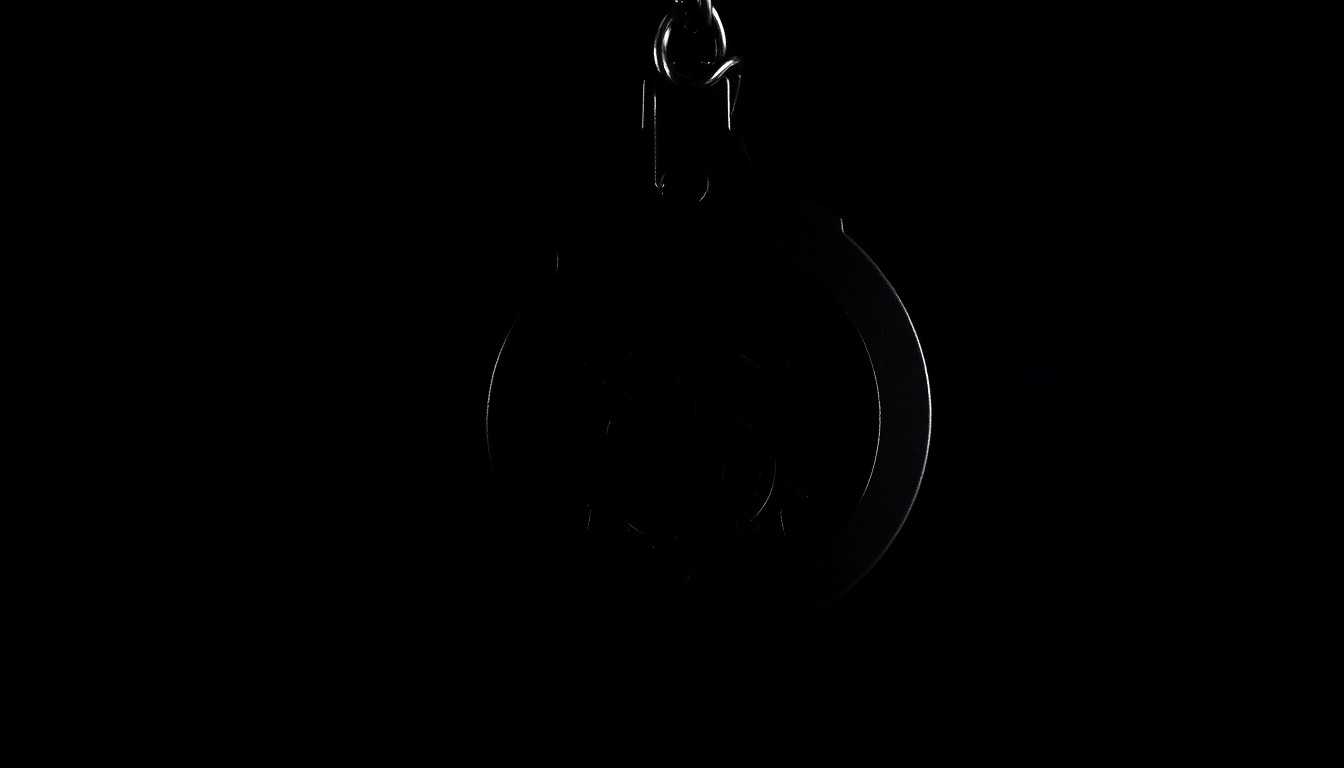An extreme close-up photograph of a police badge or handcuff against a pitch-black background, lit by a harsh, direct camera flash, conceptually representing the investigation into this officer-involved shooting.