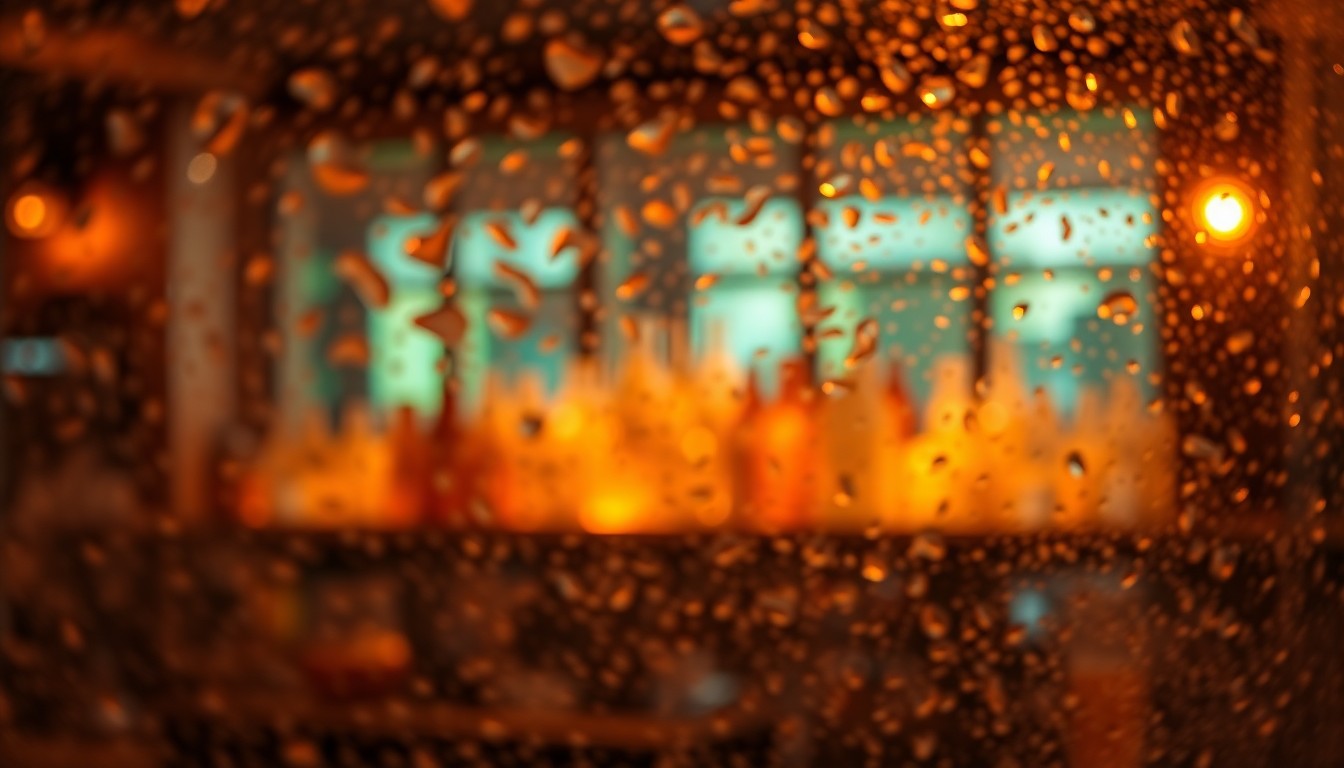 An abstract, impressionistic photograph of blurred bar tools and glassware, awash in warm, vibrant colors, conveying the cozy, inviting ambiance of a craft cocktail lounge.