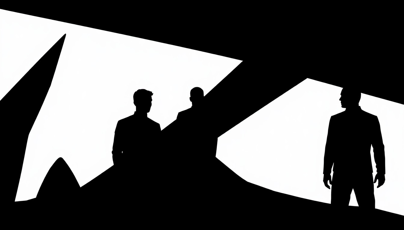 A striking abstract composition of jagged geometric shapes in bold red and black, conceptually representing the clash between classic and modern interpretations of the Star Trek franchise.