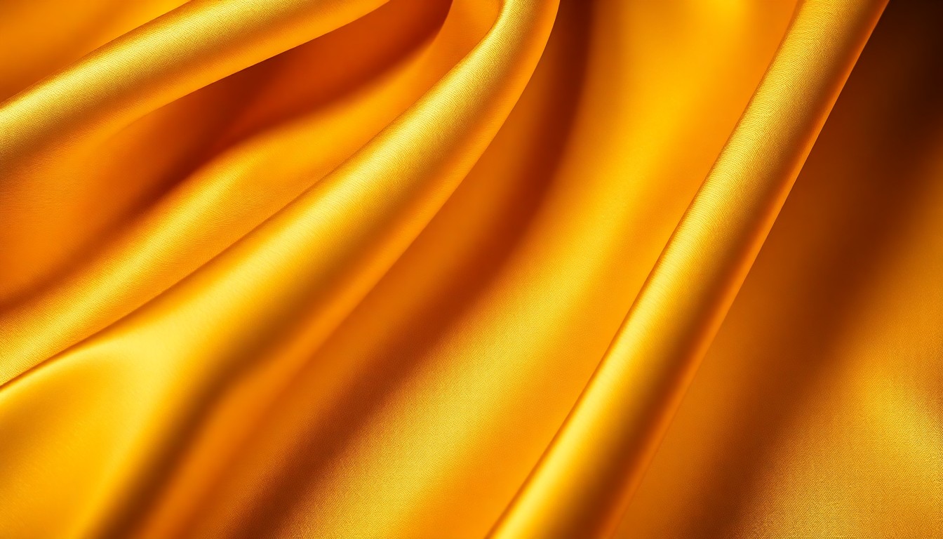 An extreme close-up of a crumpled, shimmering gold satin fabric, lit dramatically to create a high-contrast, glamorous texture that conceptually represents the celebrated acting career of Mary Beth Hurt.