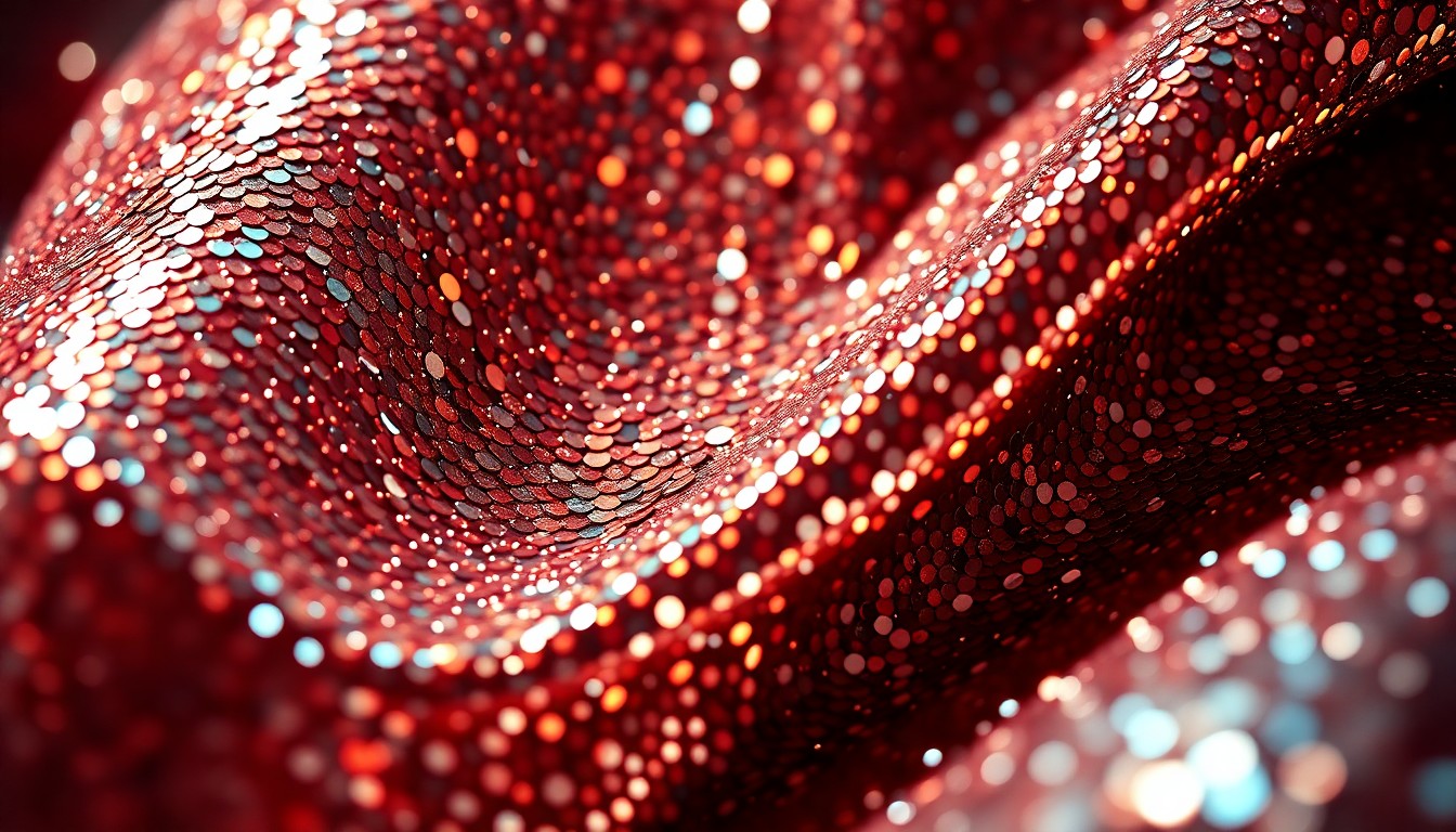 An extreme close-up photograph of shimmering, glittering sequins in a high-contrast, high-fashion studio lighting setup, conceptually representing the glamour and star power of Kanye West's new music video.