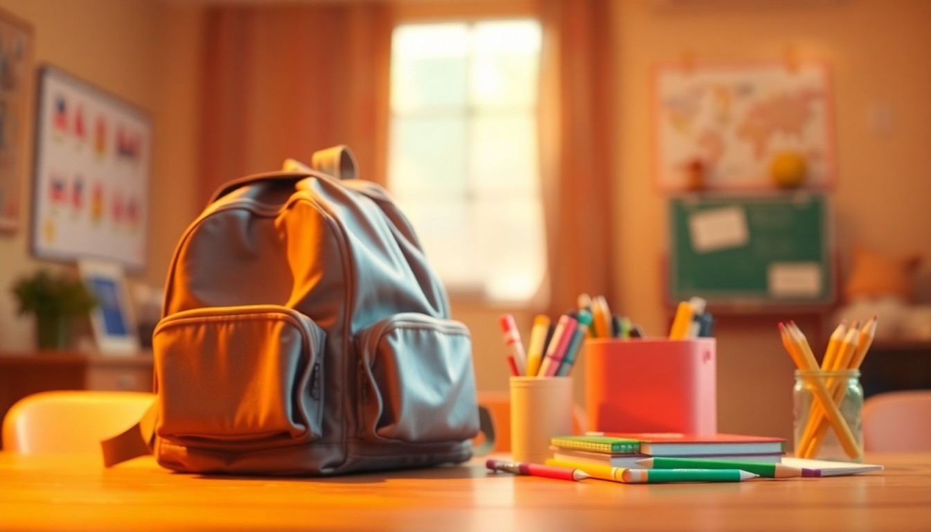 An abstract, impressionistic scene of a child's school supplies in soft focus, with warm, blurred colors in the background, conveying the emotional journey of a family's fight to get their child back into the classroom.