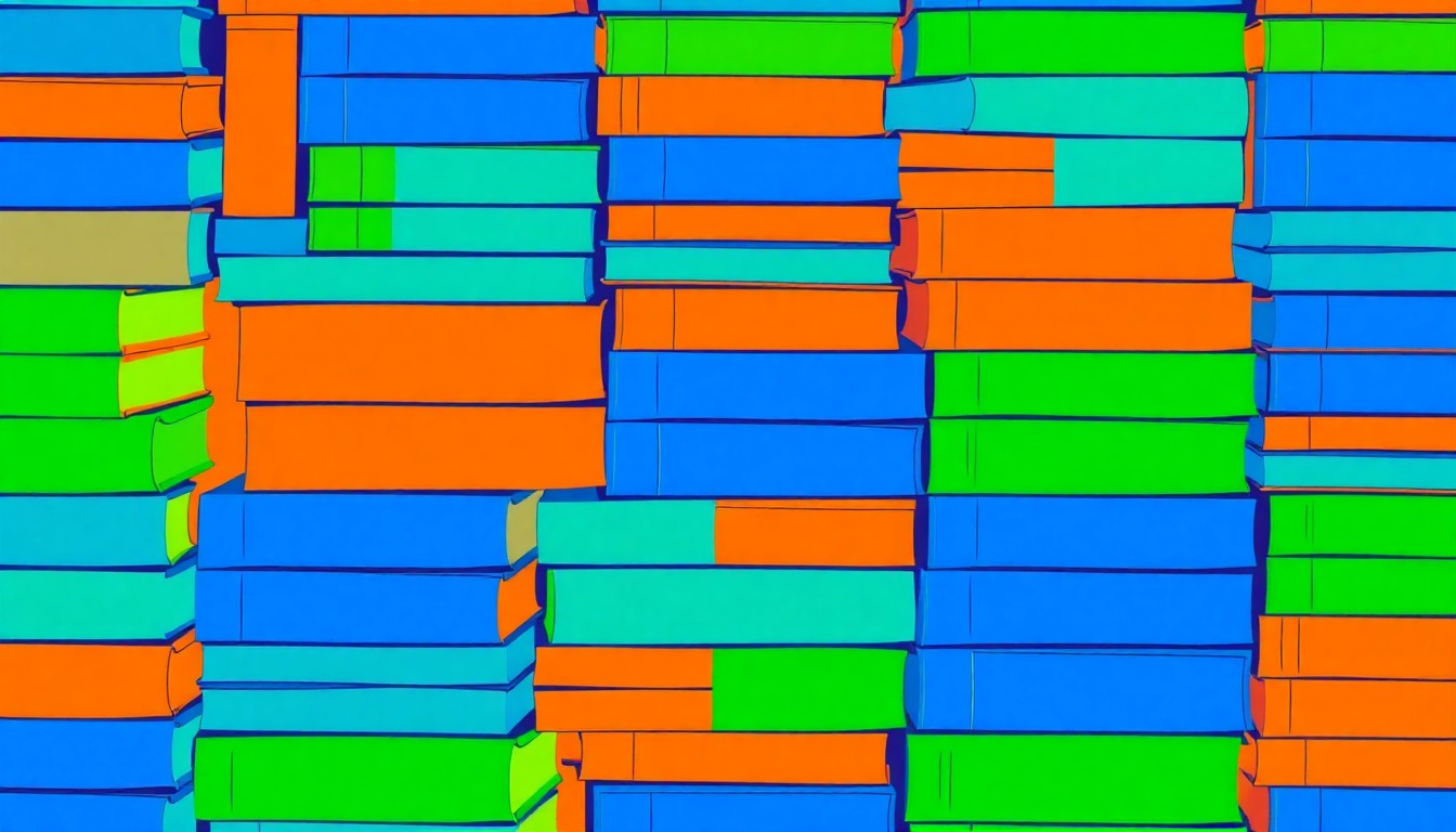 A bold, colorful silkscreen-style illustration featuring a repeating pattern of stacked textbooks in bright, contrasting hues, conceptually representing the debate over school choice and educational alternatives.