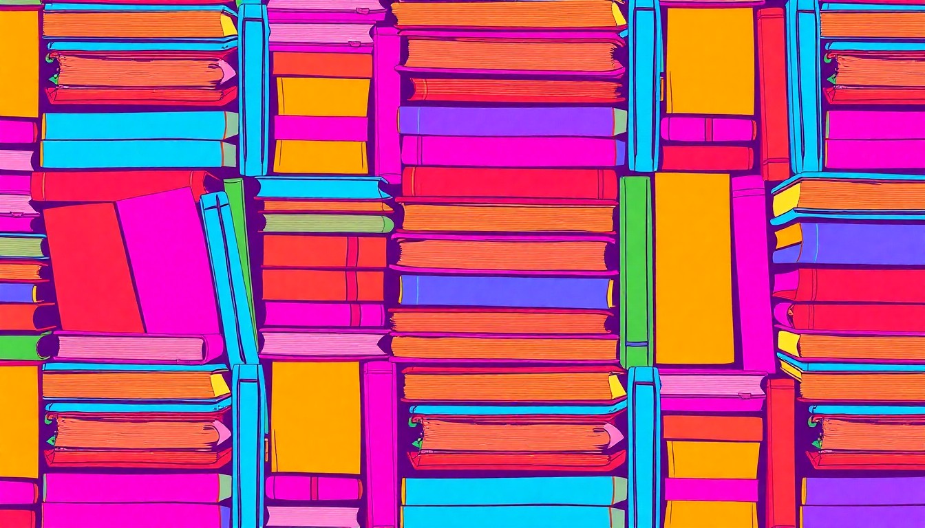 A brightly colored, high-contrast silkscreen-style illustration featuring a repeating grid of school supplies like textbooks, notebooks, and pencils in vibrant neon hues, conceptually representing the diverse educational initiatives funded by the Carthage ISD Education Foundation.