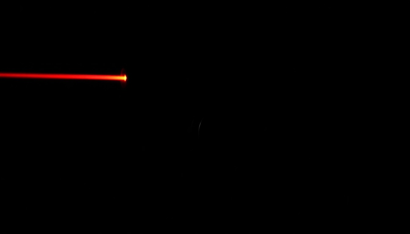An extreme close-up of a handgun with a red laser attachment, lit by a harsh, direct flash against a dark background, conveying the gritty, investigative nature of this crime story.