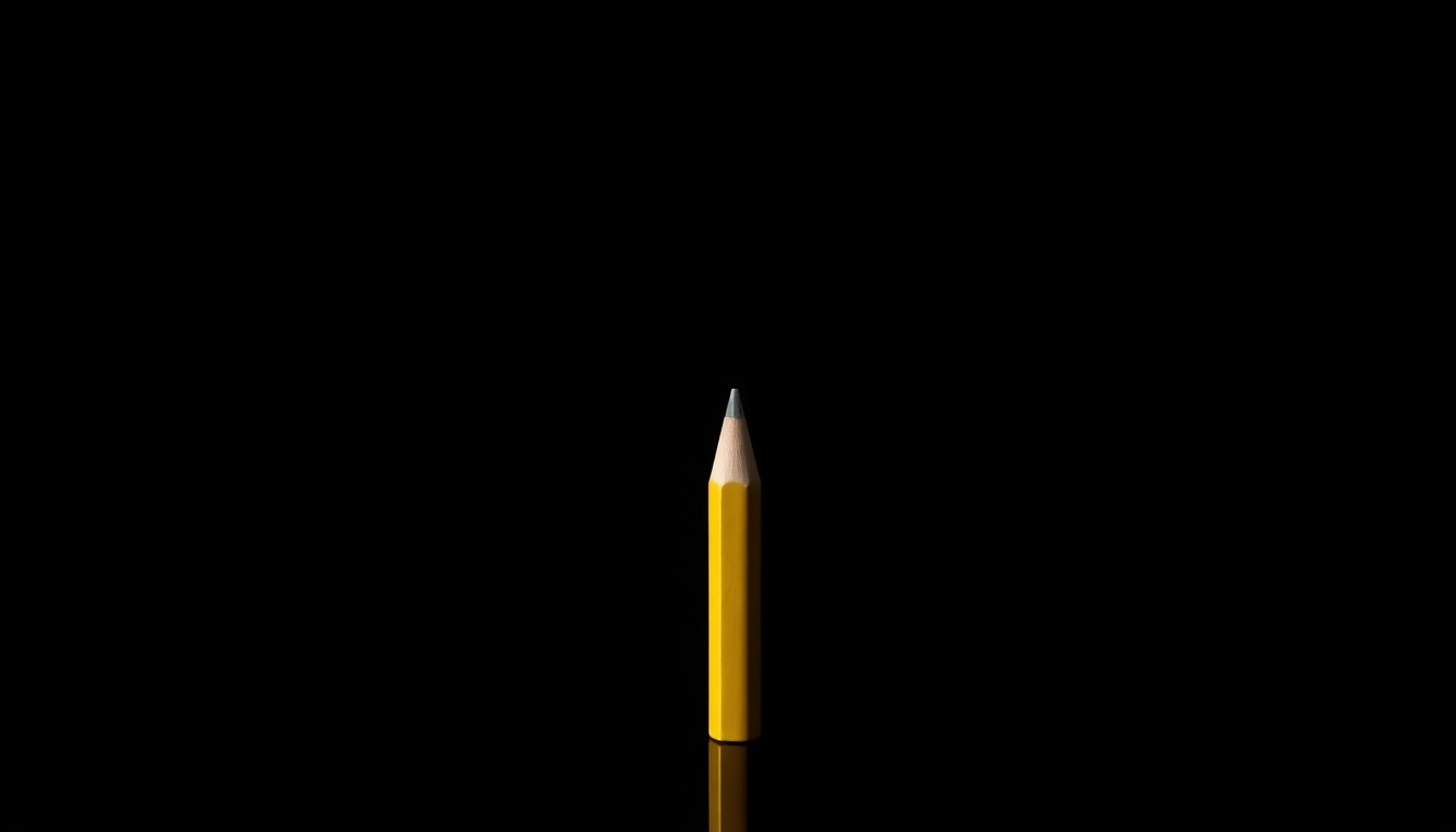An extreme close-up photograph of a prison-issued pencil against a pitch-black background, lit by a harsh, direct camera flash, conceptually representing the disputed details of a violent prison incident.