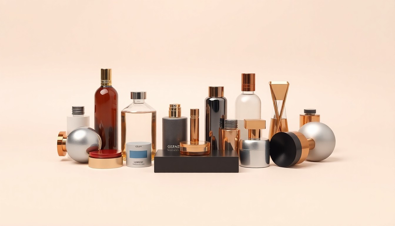 A high-end, photorealistic studio still-life photograph featuring a selection of polished, geometric objects arranged elegantly on a clean, monochromatic background, conceptually representing the abstract ideas of creative strategy, entrepreneurship, and global event production in the experiential marketing industry.