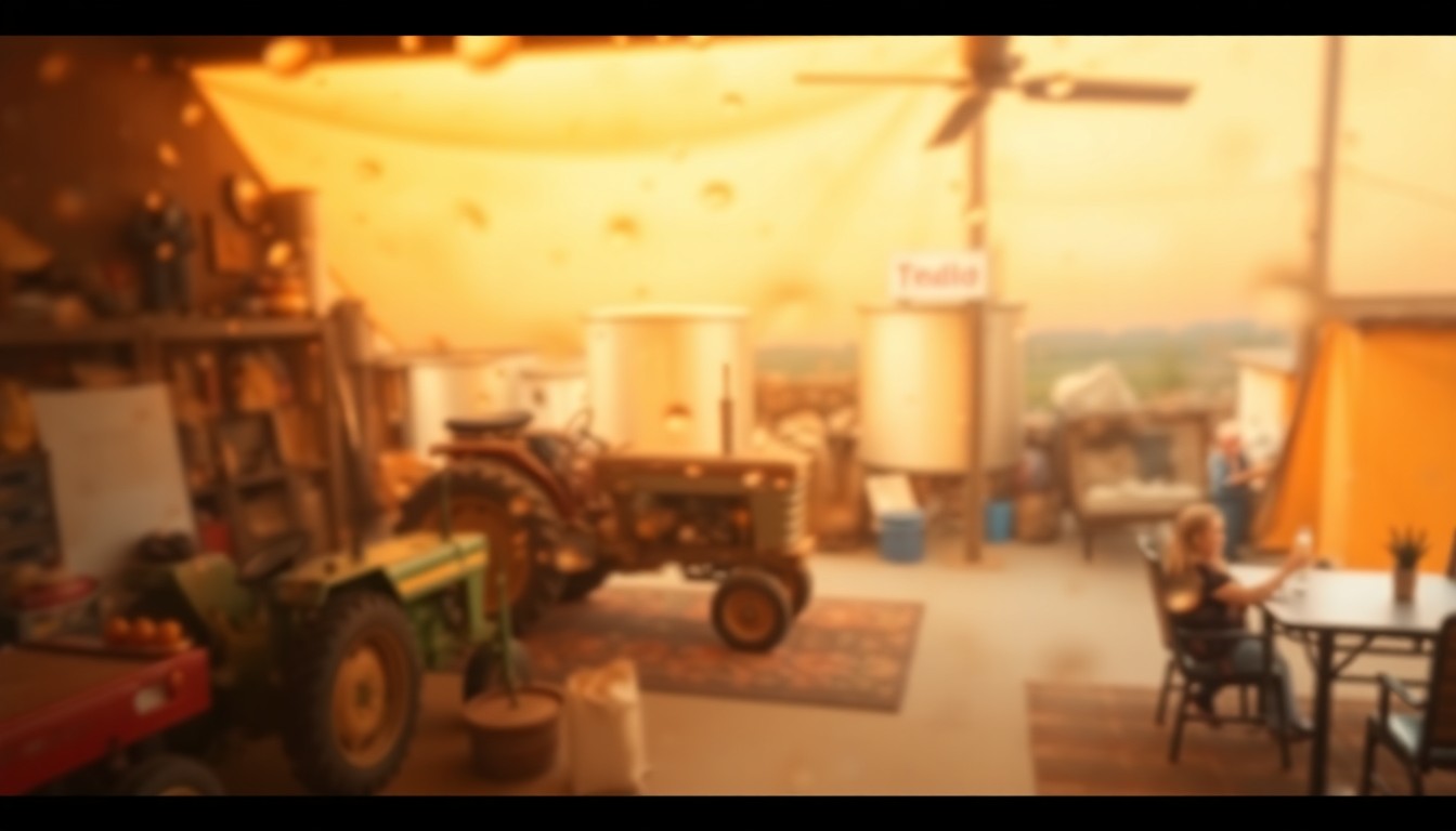 An abstract, impressionistic photograph of blurred, colorful shapes and textures representing the diverse array of items and services advertised on a community radio Tradio program.