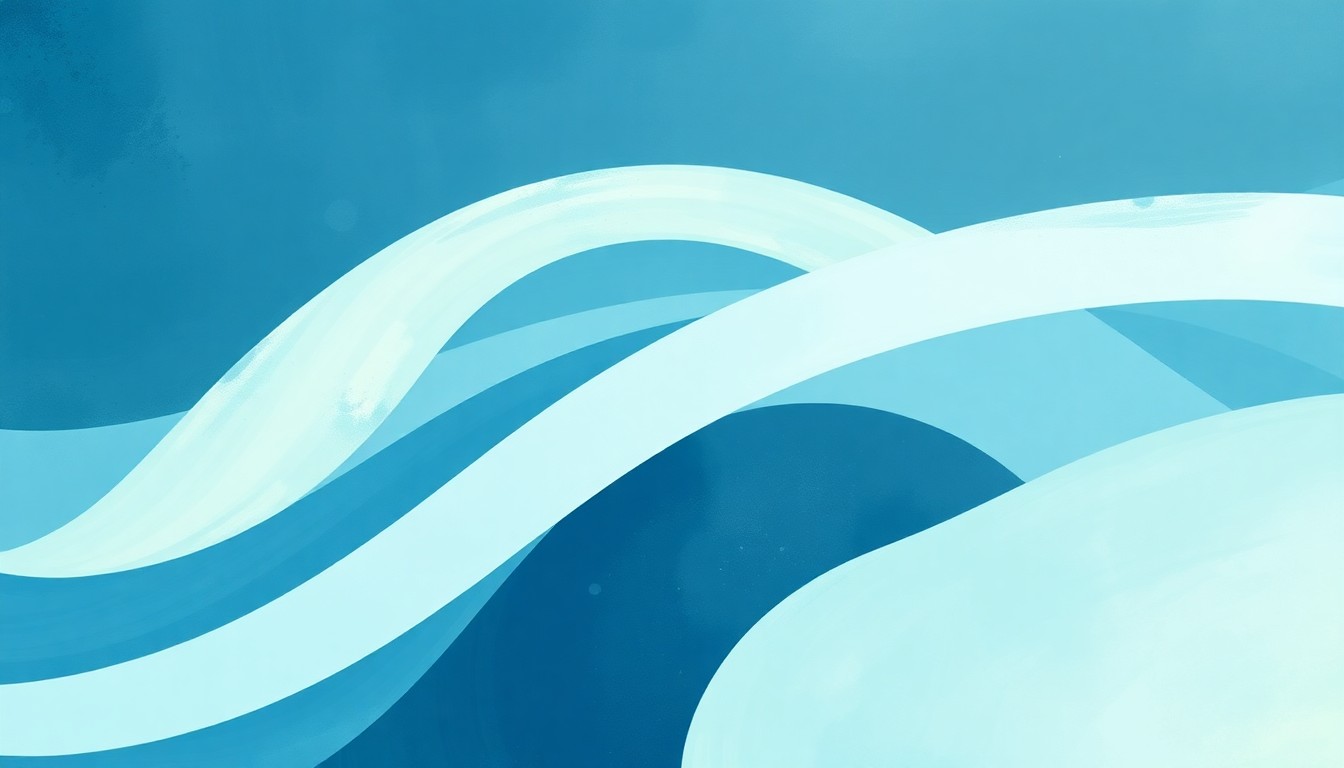 An abstract, textured painting in soft, muted colors featuring sweeping arcs and intersecting waveforms, conveying the complex, mysterious forces of space exploration without using any text or symbols.