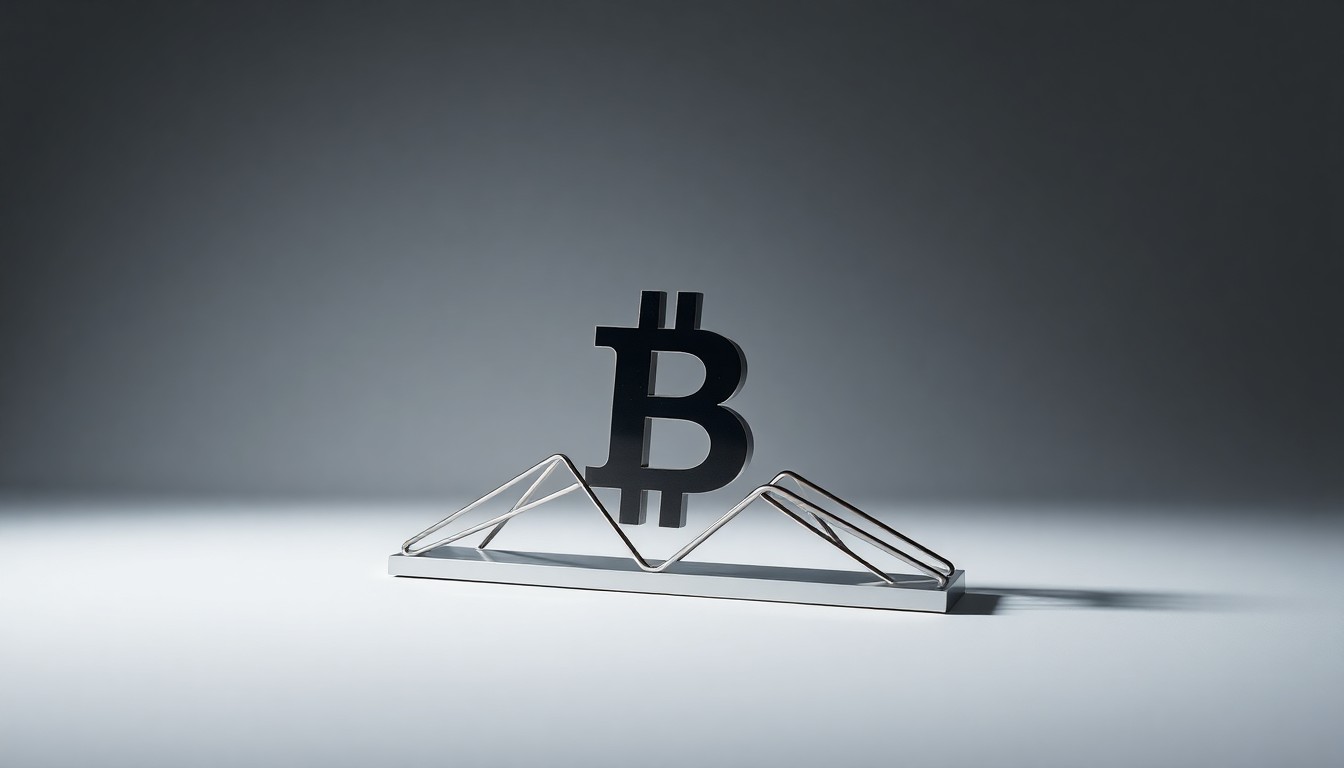 A sleek, geometric metal sculpture representing the blockchain technology that powers DeFi Development Corp.'s innovative financial solutions, placed on a clean, monochromatic background with dramatic studio lighting and deep shadows.