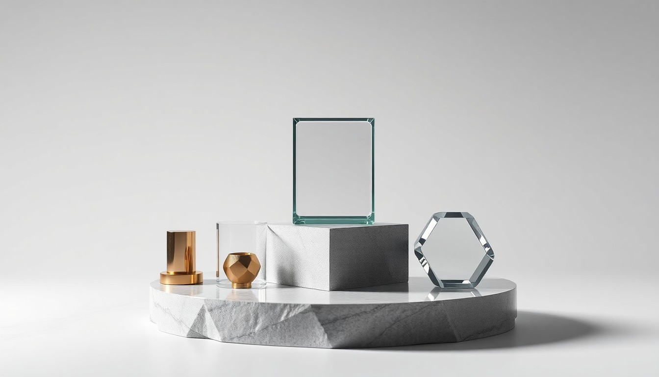 A high-end, photorealistic studio still-life photograph featuring a clean, monochromatic background with a carefully arranged composition of polished, geometric objects in shades of gray, representing the modernization of Flagstar Bank's technology infrastructure.