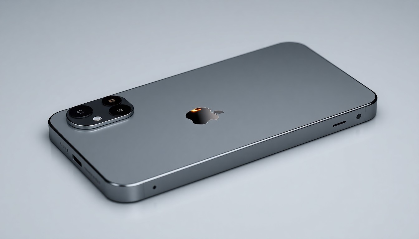 An extreme close-up of a titanium iPhone 17 Pro with a subtle glowing Apple logo, representing the Caviar Jobs Edition and its connection to the tech icon's legacy.