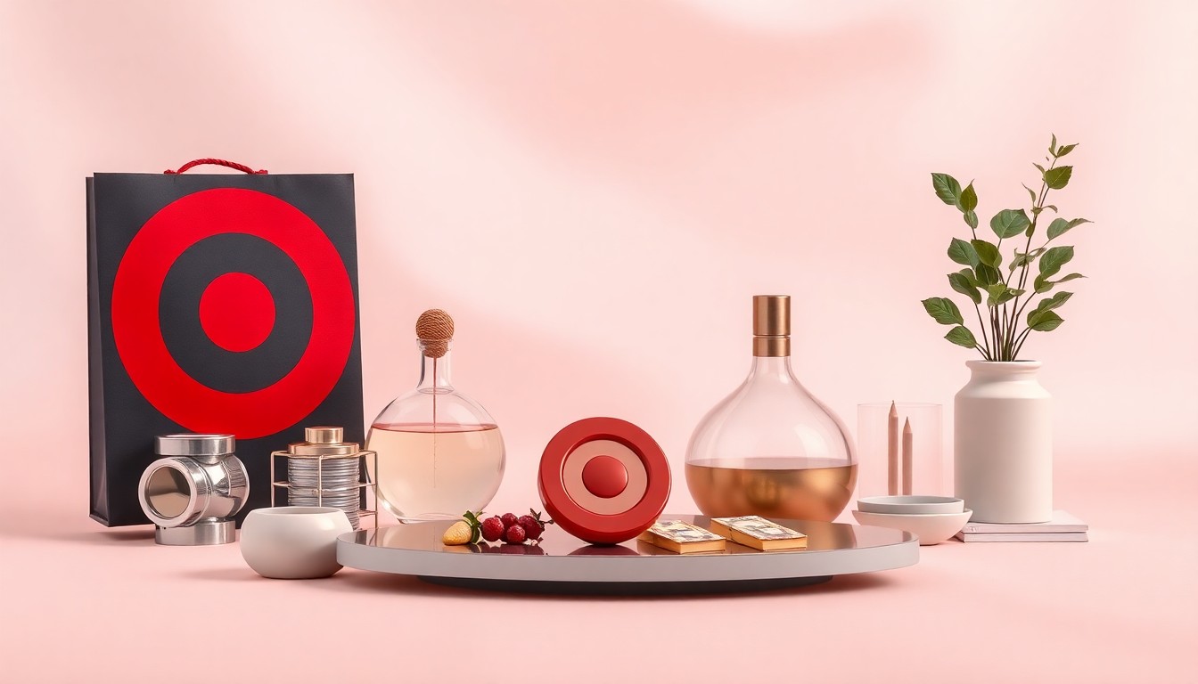 A minimalist studio still life photograph featuring a collection of sleek, geometric objects in muted tones, conceptually representing the abstract corporate forces that led to Target's retreat from its progressive brand identity.