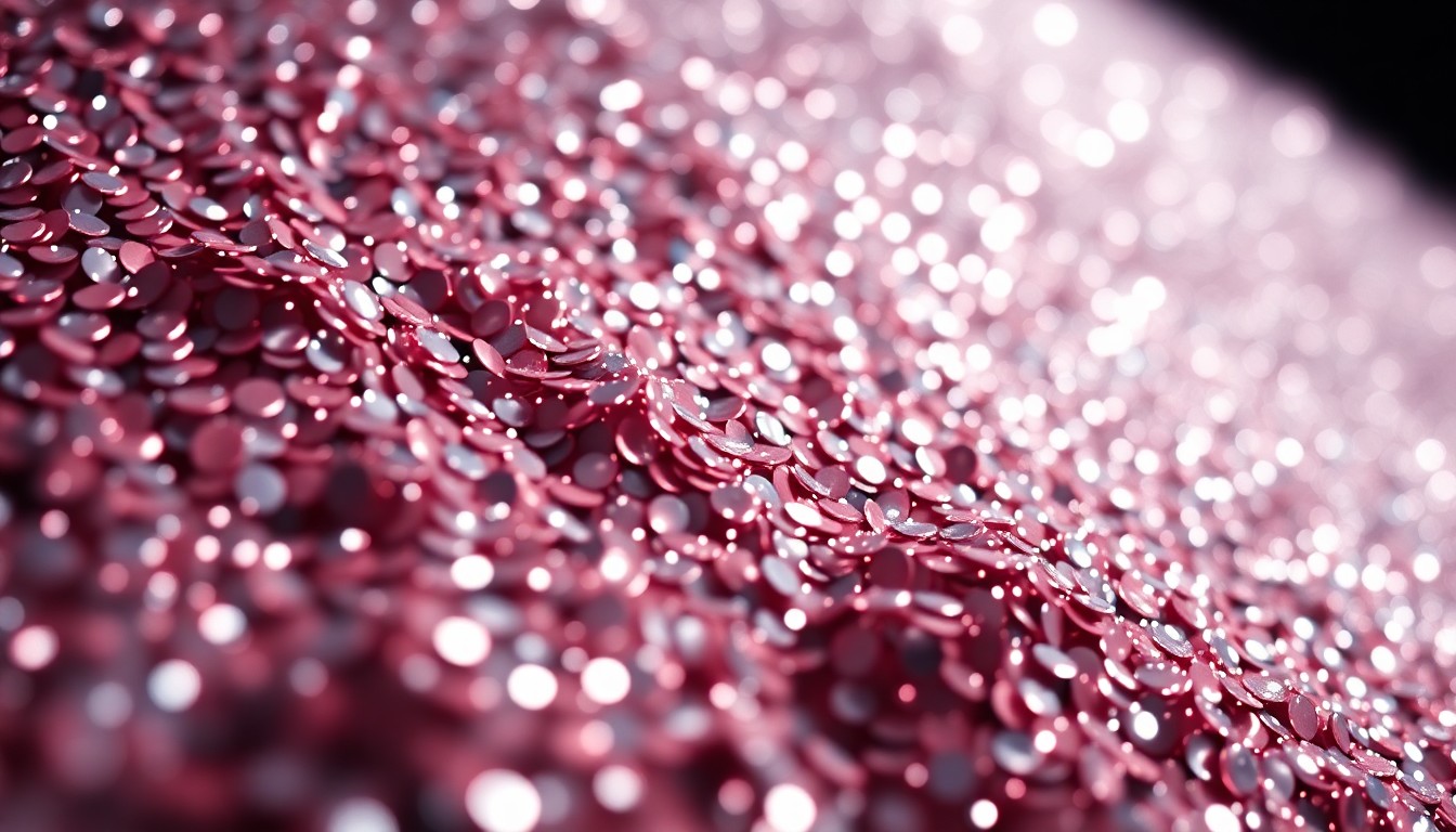 An abstract close-up photograph of shimmering, glittering sequins illuminated by dramatic studio lighting, capturing the high-fashion, celebrity-driven aesthetic of the Backstreet Boys' new song contribution to the Paw Patrol movie.