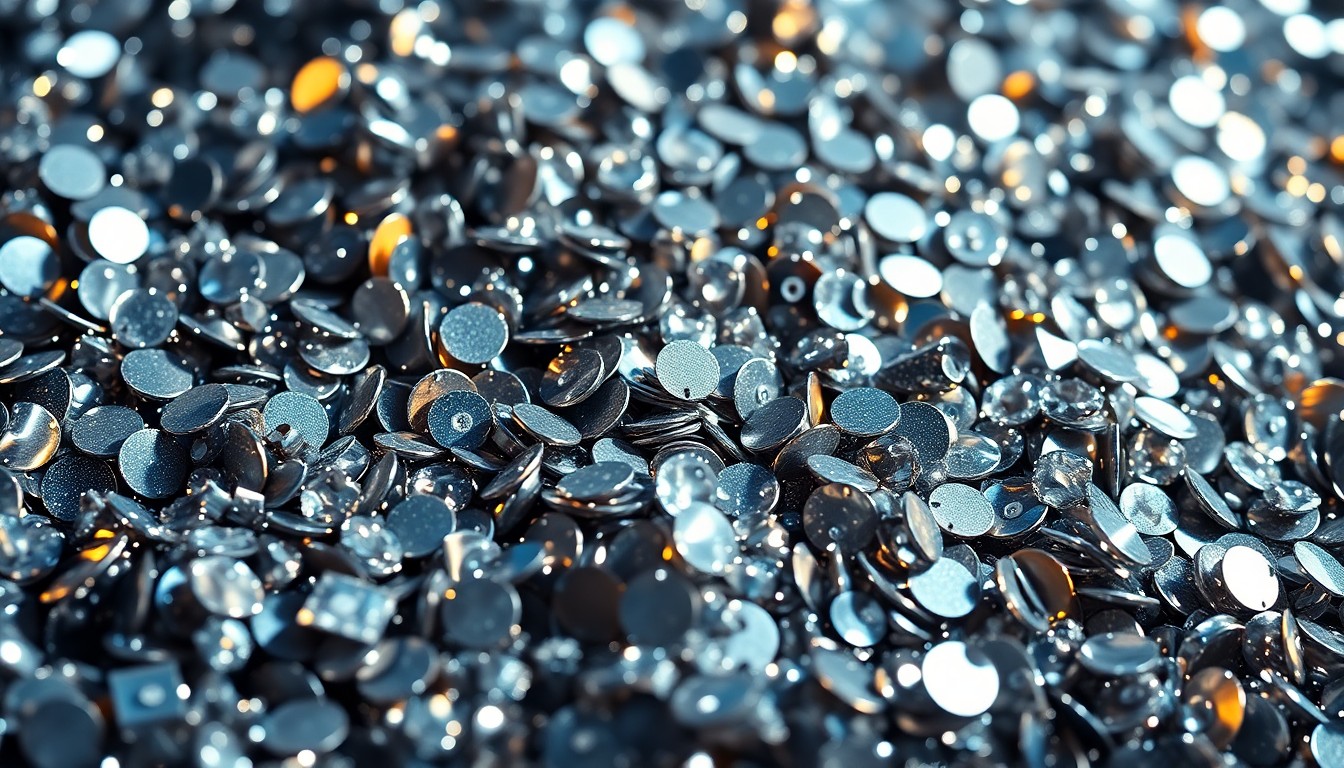 An abstract close-up photograph of shimmering sequins and glittering disco ball fragments, reflecting dramatic studio lighting to create a high-fashion, glamorous aesthetic.