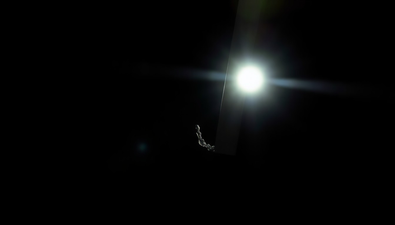 An extreme close-up photograph of a broken chair leg, lit by a harsh, direct camera flash against a pitch-black background, conceptually representing the investigation into alleged child abuse at a Durham school.
