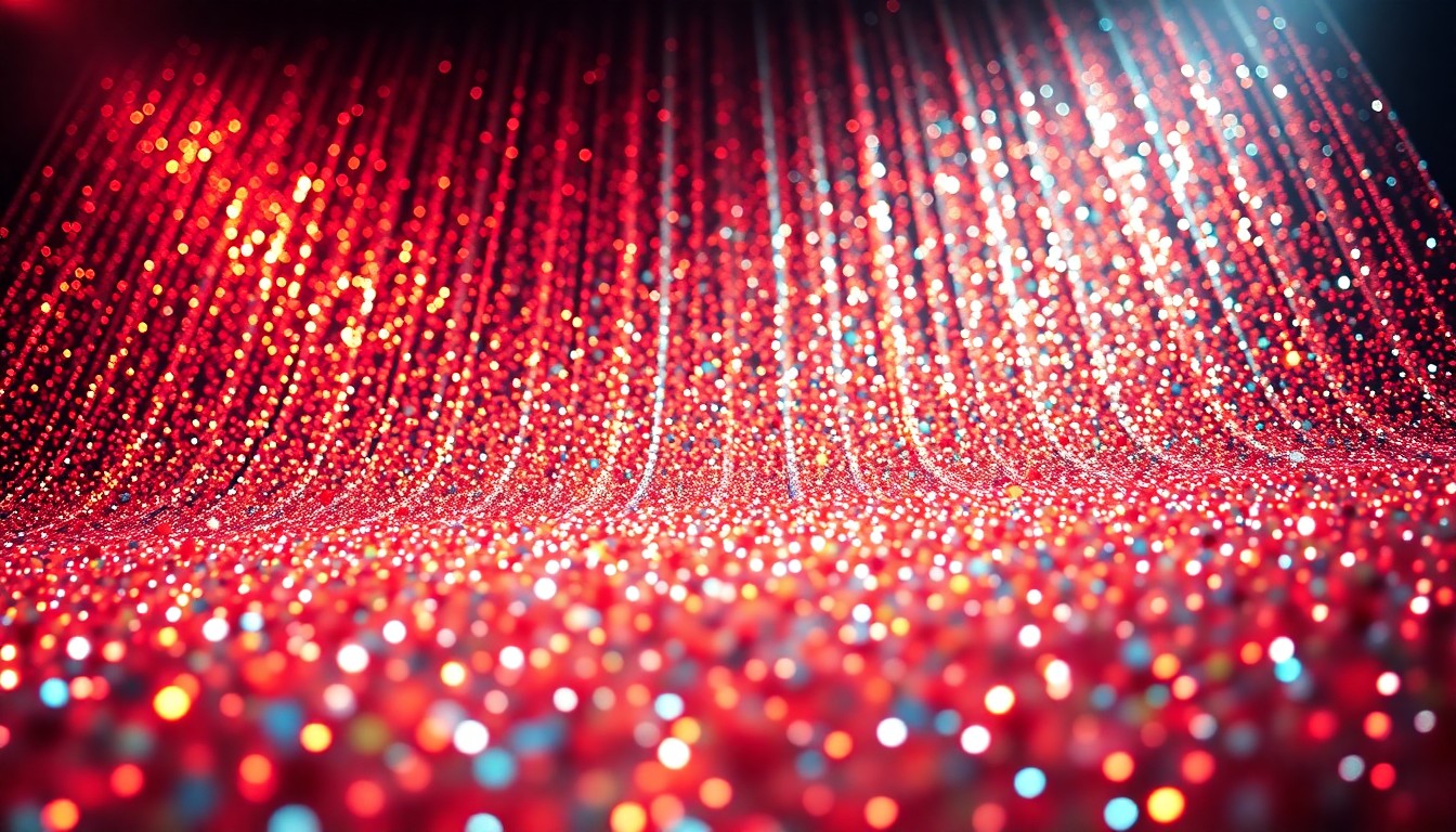 An abstract close-up photograph of shimmering, glittering sequins in dramatic, high-contrast studio lighting, conceptually representing the glamour and energy of a singing competition show.