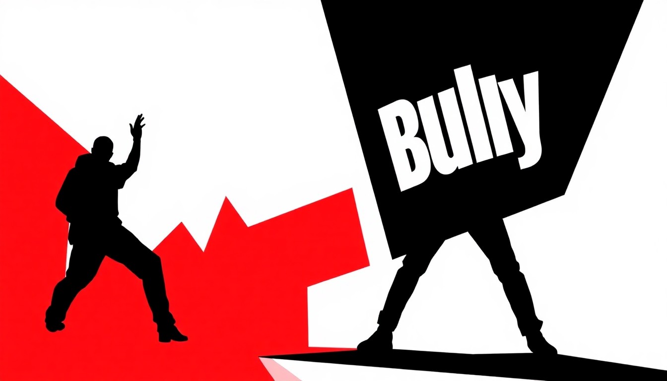 An abstract, minimalist illustration featuring bold, jagged geometric shapes in high-contrast red and white, conceptually representing the changing dynamics in the music industry as signaled by Kanye West's 'Bully' album release.