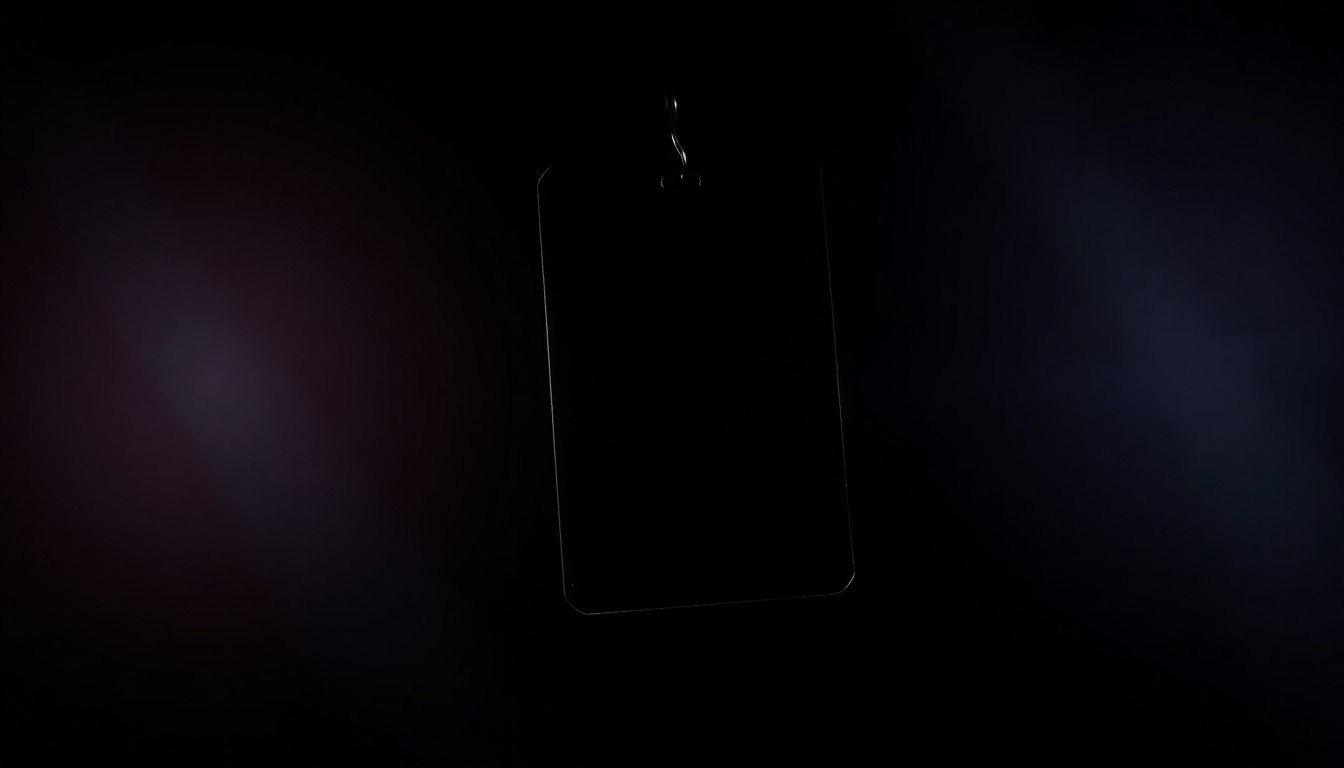 An extreme close-up photograph of a school ID badge or student hall pass, its edges and textures dramatically lit by a harsh, direct camera flash against a pitch-black background, conceptually representing the serious, investigative nature of this crime story.